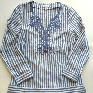 Vineyard Vines Linen Striped Pullover V Neck Tunic